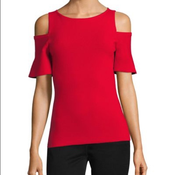 Michael Kors Tops - Michael Kors Cold Shoulder Red Short Sleeve Blouse